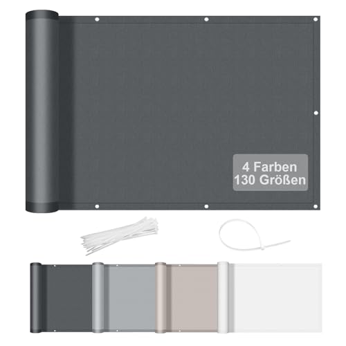 AXT SHADE Benutzerdefinierte Größe Balkon Sichtschutz Wetterfest 70x300cm Balkonverkleidung Balkonabdeckung Balkonbespannung Blickdichte Windschutz und UV-Schutz für Balkon-Dunkelgrau von AXT SHADE