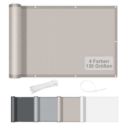 AXT SHADE Benutzerdefinierte Größe Balkon Sichtschutz Wetterfest 80x700cm Balkonverkleidung Balkonabdeckung Balkonbespannung Blickdichte Windschutz und UV-Schutz für Balkon-Taupe von AXT SHADE
