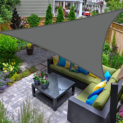 AXT SHADE Benutzerdefinierte Größe Sonnensegel Wasserdicht Dreieckig 3.75x3.75x3.75m Wetterschutz Sonnenschutz PES Polyester mit UV Schutz für Terrasse Balkon Garten-Grau Anthrazit von AXT SHADE