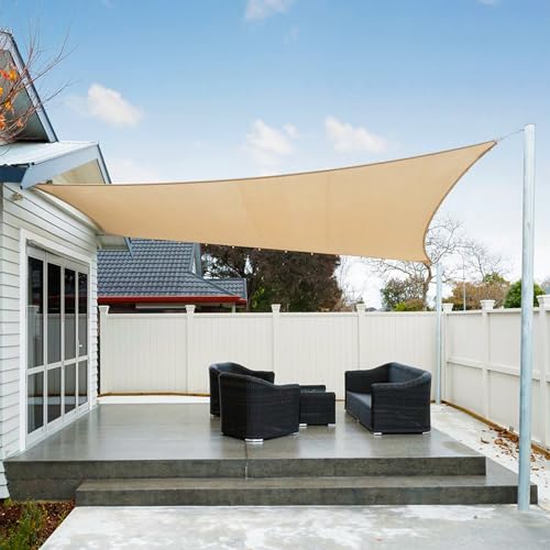 AXT SHADE Benutzerdefinierte Größe Sonnensegel Wasserdicht Quadratisch 3.5x3.5m Wetterschutz Sonnenschutz PES Polyester mit UV Schutz für Terrasse Balkon Garten-Sand von AXT SHADE