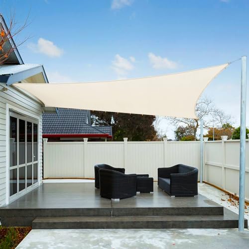 AXT SHADE Benutzerdefinierte Größe Sonnensegel Wasserdicht Rechteckig 2.5x6m Wetterschutz Sonnenschutz PES Polyester mit UV Schutz für Terrasse Balkon Garten-Creme von AXT SHADE