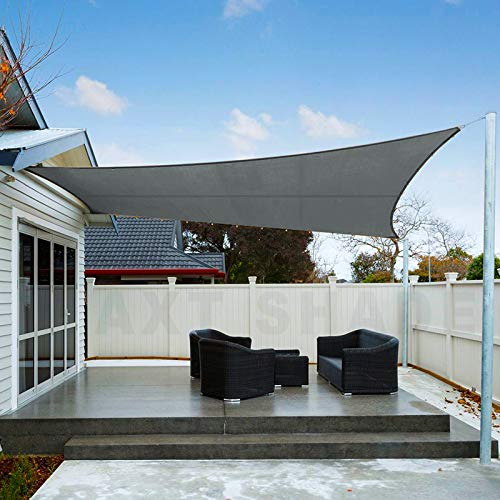 AXT SHADE Benutzerdefinierte Größe Sonnensegel Wasserdicht Rechteckig 3.75x4.75m Wetterschutz Sonnenschutz PES Polyester mit UV Schutz für Terrasse Balkon Garten-Grau Anthrazit von AXT SHADE