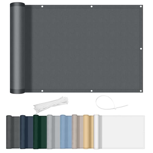 AXT SHADE Balkon Sichtschutz Wetterfest 90x600cm Balkonverkleidung Balkonabdeckung Balkonbespannung Blickdichte Windschutz und UV-Schutz mit Kabelbinder für Balkongeländer-Anthrazit von AXT SHADE