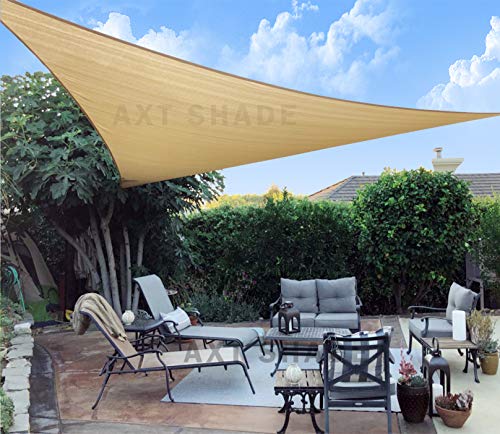 AXT SHADE Sonnensegel Dreieckig 3,6x3,6x3,6m Atmungsaktiv Wasserdurchlässig Sonnenschutz Wetterschutz Windschutz HDPE mit UV Schutz für Terrasse Balkon Garten-Sand von AXT SHADE