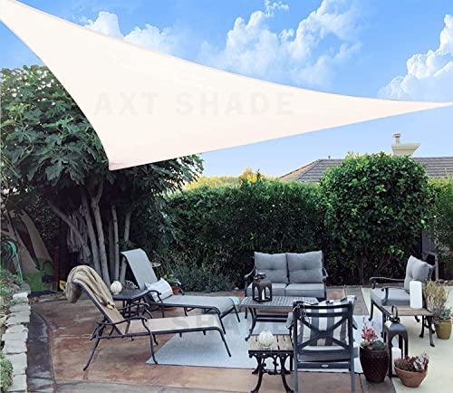 AXT SHADE Sonnensegel Dreieckig 3x3x3m Atmungsaktiv Wasserdurchlässig Sonnenschutz Wetterschutz Windschutz HDPE mit UV Schutz für Terrasse Balkon Garten-Creme von AXT SHADE