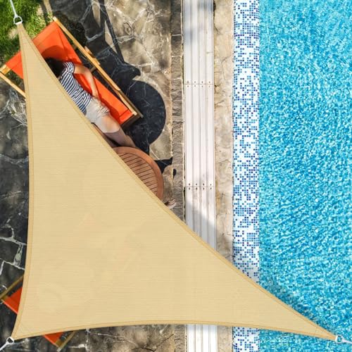AXT SHADE Sonnensegel Dreieck Rechtwinklig 3x3x4,25m Atmungsaktiv Wasserdurchlässig Sonnenschutz Wetterschutz Windschutz HDPE mit UV Schutz für Terrasse Balkon Garten-Sand von AXT SHADE