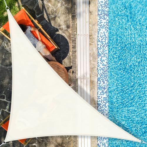 AXT SHADE Sonnensegel Dreieck Rechtwinklig 4x4x5,65m Atmungsaktiv Wasserdurchlässig Sonnenschutz Wetterschutz Windschutz HDPE mit UV Schutz für Terrasse Balkon Garten-Creme von AXT SHADE