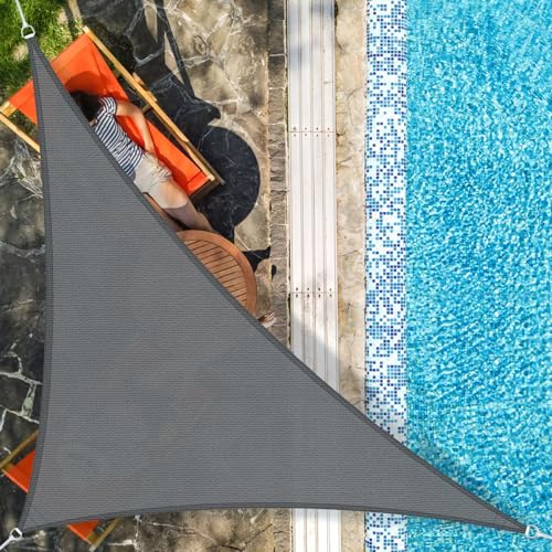 AXT SHADE Sonnensegel Dreieck Rechtwinklig 4x4x5,65m Atmungsaktiv Wasserdurchlässig Sonnenschutz Wetterschutz Windschutz HDPE mit UV Schutz für Terrasse Balkon Garten-Grau Anthrazit von AXT SHADE