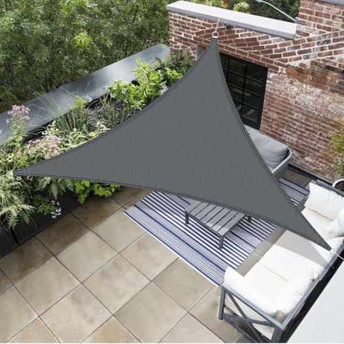 AXT SHADE Sonnensegel Dreieckig 3,6x3,6x3,6m Atmungsaktiv Wasserdurchlässig Sonnenschutz Wetterschutz Windschutz HDPE mit UV Schutz für Terrasse Balkon Garten-Grau Anthrazit von AXT SHADE