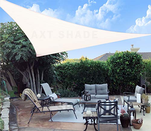 AXT SHADE Sonnensegel Dreieckig 5x5x5m Atmungsaktiv Wasserdurchlässig Sonnenschutz Wetterschutz Windschutz HDPE mit UV Schutz für Terrasse Balkon Garten-Creme von AXT SHADE