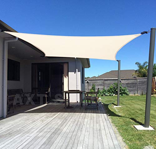 AXT SHADE Sonnensegel Rechteckig 4x6m Atmungsaktiv Wasserdurchlässig Sonnenschutz Wetterschutz Windschutz HDPE mit UV Schutz für Terrasse Balkon Garten-Creme von AXT SHADE