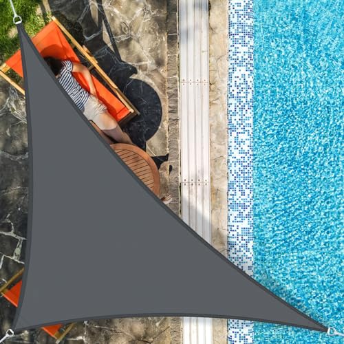 AXT SHADE Sonnensegel Wasserdicht Dreieck Rechtwinklig 4x4x5,65m Wetterschutz Sonnenschutz PES Polyester mit UV Schutz für Terrasse Balkon Garten-Grau Anthrazit(Wir Machen Sondergrößen) von AXT SHADE