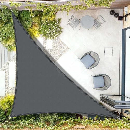 AXT SHADE Sonnensegel Wasserdicht Dreieck Rechtwinklig 4x4x5,65m Wetterschutz Sonnenschutz PES Polyester mit UV Schutz für Terrasse Balkon Garten-Grau Anthrazit(Wir Machen Sondergrößen) von AXT SHADE