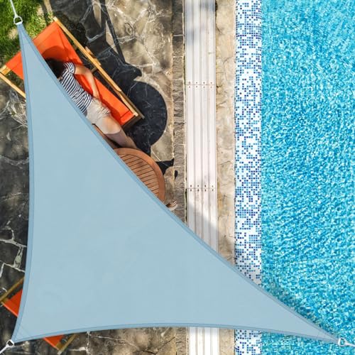 AXT SHADE Sonnensegel Wasserdicht Dreieck Rechtwinklig 3x3x4,25m Wetterschutz Sonnenschutz PES Polyester mit UV Schutz für Terrasse Balkon Garten-Graublau von AXT SHADE