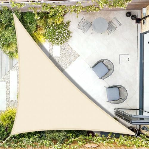 AXT SHADE Sonnensegel Wasserdicht Dreieck Rechtwinklig 3x3x4,25m Wetterschutz Sonnenschutz PES Polyester mit UV Schutz für Terrasse Balkon Garten-Helles Khaki von AXT SHADE