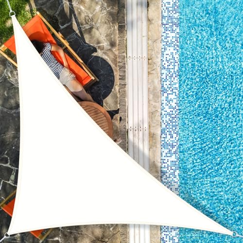 AXT SHADE Sonnensegel Wasserdicht Dreieck Rechtwinklig 5x5x7m Wetterschutz Sonnenschutz PES Polyester mit UV Schutz für Terrasse Balkon Garten-Creme(Wir Machen Sondergrößen) von AXT SHADE