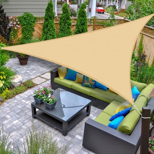 AXT SHADE Sonnensegel Wasserdicht Dreieckig 3,6x3,6x3,6m Wetterschutz Sonnenschutz PES Polyester mit UV Schutz für Terrasse Balkon Garten-Sand(Wir Machen Sondergrößen) von AXT SHADE