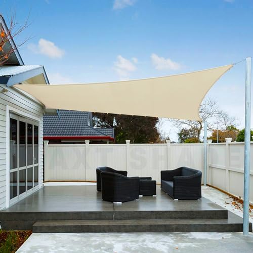 AXT SHADE Sonnensegel Wasserdicht Rechteckig 2,5x4m Wetterschutz Sonnenschutz PES Polyester mit UV Schutz für Terrasse Balkon Garten-Helles Khaki von AXT SHADE