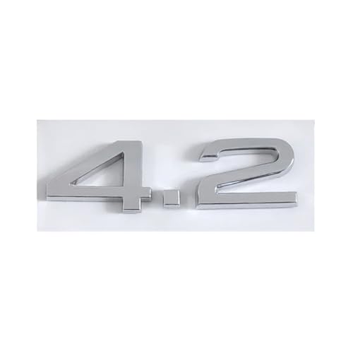AXTGBHL 3D ABS 2,4 3,6 4,2 Buchstaben Logo Auto Stamm Emblem Abzeichen Aufkleber Fit for Audi A4 B7 TT Q5 q7 A6 B5 B6 C6 C5 A8 S6 S5 S4 RS5 Zubehör(42 Chrome) von AXTGBHL