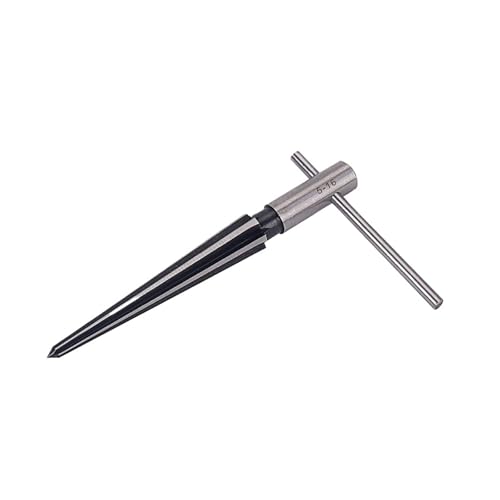 Kegelreibahle, 6 geriffelte T-Griffreibahle, hochwertiger Stahl, Kegelloch, Fasenwerkzeug für Gitarrenbrücken-Endstifte, Gitarrenbauer-Schneidwerkzeuge, Silber (5–16 mm) von AXVOLA