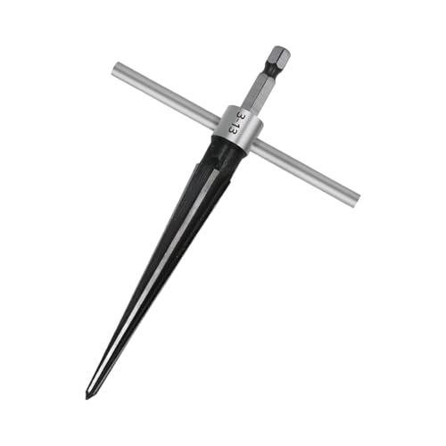 Kegelreibahle, T-Griff, Kegelreibahle, 6 geriffelte Fasen-Reibahle, Sechskantschaft, stabiles Stegstiftloch, konisch für Planken (3 bis 13 mm) von AXVOLA