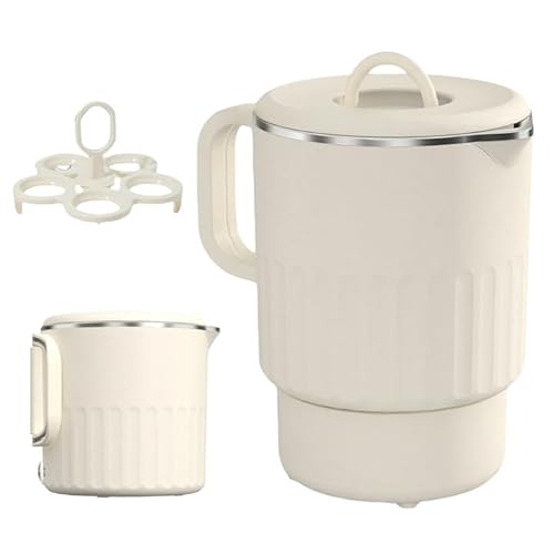 1L Tragbarer Faltbarer Wasserkocher, Reise Camping Wasserkessel: 600W 304 Edelstahl Elektrischer Wasserkocher, Automatische Konstanttemperatur & Dauerkochfunktion, Doppelwand Design für Camping von AXVRAV