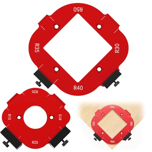 2 Stück Router Jig Radius Schablone, 4 in 1 Radius Schnellvorrichtung für Holzbearbeitung R10 R15 R20 R25 R30 R35 R40 R50, Radius Routing Vorlagen - Präzise Holzbearbeitung für Profis von AXVRAV