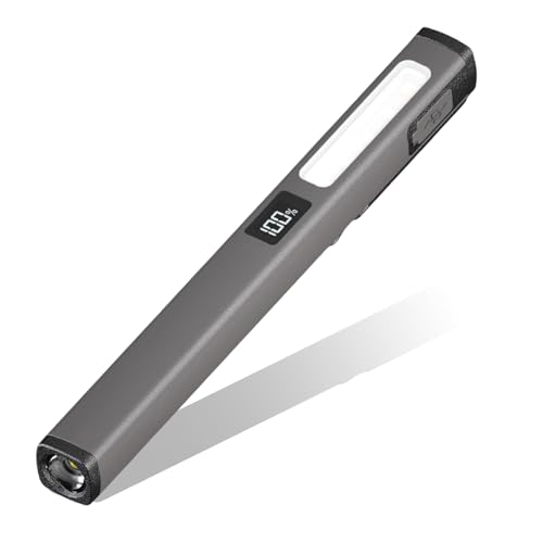 AXVRAV Wiederaufladbare LED-Stiftlampe, COB-Arbeitsleuchte mit Weiß Rotmodi, IPX5 Wasserdicht 6-Modus Tragbare Arbeitsleuchte mit Batteriestand-Anzeige Haltemagnet für Camping Werkstattlampe Notfälle von AXVRAV