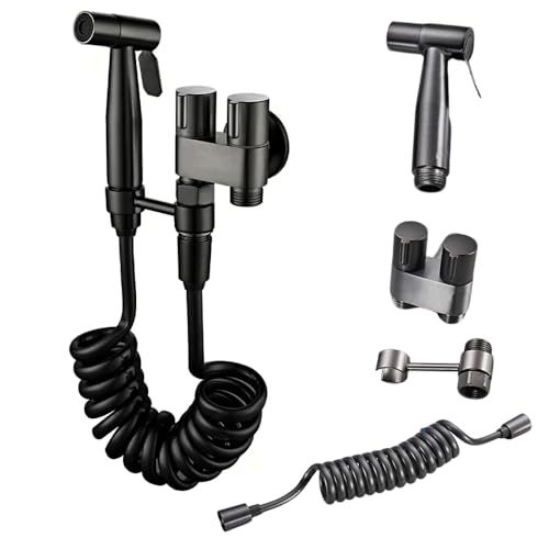 Bidet Handbrause für Toilette, Bidet Edelstahl Handbrause Set mit 1-in-2-out-Doppelsteuerventil, Wasserhahn-Spender, Federschlauchhaken, Badezimmer Bidetaufsatz für Waschen Von Haustieren von AXVRAV