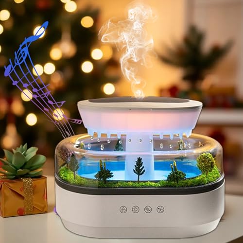 Luftbefeuchter Rain Humidifier Diffusor, 250mL Essential Oil Diffuser mit 7 Farben Led Nachtlicht, Duftöl Diffusor Luftbefeuchter mit Pilz Lampe Wassertropfen für Zuhause Büro von AXVRAV