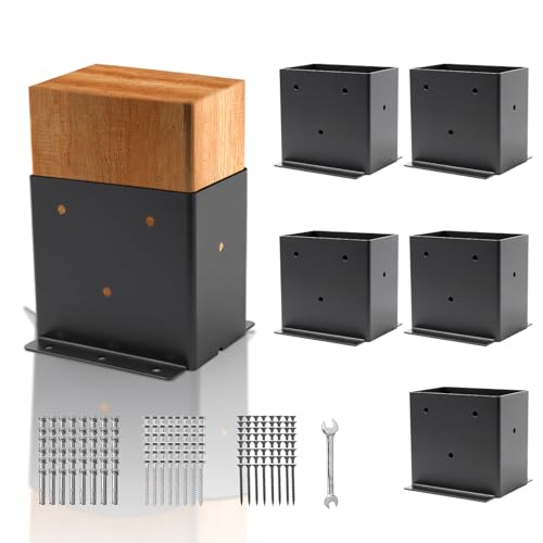 Mialbox-Pfostenträger für den Außenbereich, 10,2 x 15,2 cm (Innengröße 9,1 x 14,2 cm), schwarzes Metall, pulverbeschichtet, dicker Stahl, Pfostenanker für den Außenbereich, für Stützplatte von AXWHYS