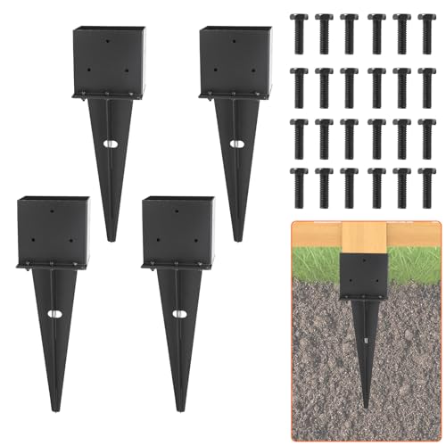 Zaunpfostenanker / Erdspieß, 10,2 x 15,2 cm, robuste Metall-Zaunpfähle, 55,9 cm, Innengröße 9,1 x 14,2 cm, mit schwarzer Pulverbeschichtung für Zaun, Deck, Geländer, Briefkasten und Veranda, 4 Stück Zaunpfostenanker / Erdspieß, 10,2 x 15,2 cm, robuste Metall-Zaunpfähle, 55,9 cm, Innengröße 9,1 x 14,2 cm, mit schwarzer Pulverbeschichtung für Zaun, Deck, Geländer, Briefkasten und Veranda, 4 Stück von AXWHYS