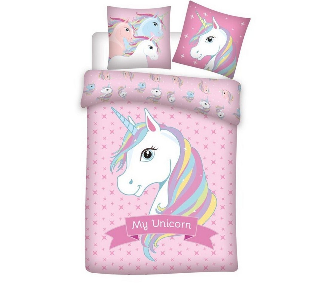 Bettwäsche My Unicorn Einhorn Mikrofaser Mädchen Kinderbettwäsche Set, AY!Max, Polyester, 135-140 x 200 cm Deckenbezug, 63x63 cm Kissenbezug von AY!Max