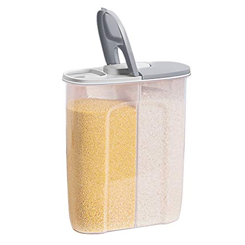 2 in1 Vorratsdosen Luftdicht mit Deckel,2.5L Cornflakes Aufbewahrungsbox Küche Müslidosen Kunststoff,Müsli Schüttdose Behälter Frischhaltedosen,Cerealien Box BPA-frei für Getreide Mehl Zucker (Grau) von AYADA