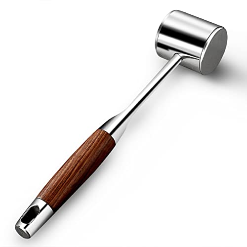 Profi Fleischklopfer Edelstahl Meat Tenderizer Schnitzelklopfer, Doppelseitig Metall Steakhammer Meat Hammer Mallet mit Rutschfest Holzgriff, Spülmaschinenfest Fleischhammer Küchenhelfer Steak Hammer von AYADA