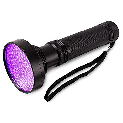 UV Taschenlampe LED Schwarzlicht mit UV Schutzbrille 100 LED Licht, 395nm Ultraviolett Lampe für Bernstein Geocaching Jagd, Haustier Urin Detektor für Eingetrocknete Urin Flecken Der Hunde Katzen von AYADA