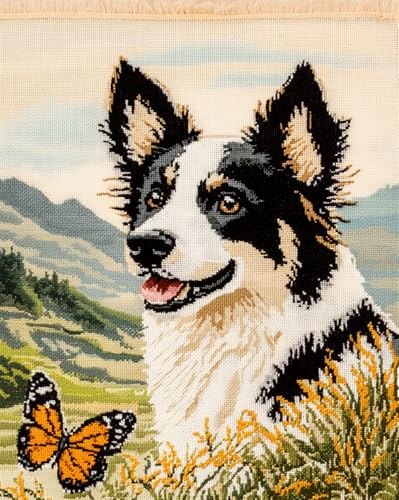 AYAOYANGGO Hund Tier Knüpfstern Border Collie Und Schmetterling Knüpfsets: Große Teppiche Für Erwachsene Und Anfänger, Diy-Häkelset, Wandteppich-Set, Stickset Für Sofakissen 21x29in AYAOYANGGO Hund Tier Knüpfstern Border Collie Und Schmetterling Knüpfsets: Große Teppiche Für Erwachsene Und Anfänger, Diy-Häkelset, Wandteppich-Set, Stickset Für Sofakissen 21x29in von AYAOYANGGO