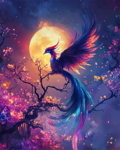 AYAOYANGGO Kreuzstich Set Fantasie-Phönix-Tier Und Mond Kreuzstich-Set Für Erwachsene Und Anfänger,Diy-Stickerei-Sets Als Geschenk Für Die Heimdekoration 11CT 40x50cm von AYAOYANGGO