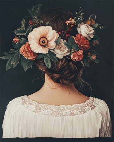 AYAOYANGGO Kreuzstich Stickpackungen Bunte Mädchen Zurück Und Blumen Kreuzstich-Sets Zum Selbermachen,Sticksets Mit Einfachen Mustern Für Erwachsene Und Anfänger,Geschenke 11CT 40x50cm von AYAOYANGGO