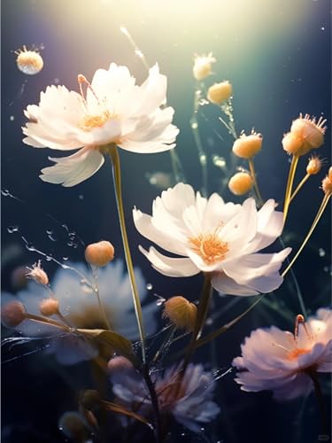 AYAOYANGGO Kreuzstich Stickpackungen Fantasie Weiße Blumen Kreuzstich-Sets Zum Selbermachen,Sticksets Mit Einfachen Mustern Für Erwachsene Und Anfänger,Geschenke 11CT 40x50cm von AYAOYANGGO
