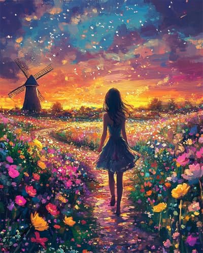 AYAOYANGGO Kreuzstich Stickpackungen Fantasy-Mädchen Zurück Und Landschaft Kreuzstich-Sets Zum Selbermachen,Sticksets Mit Einfachen Mustern Für Erwachsene Und Anfänger,Geschenke 11CT 40x50cm von AYAOYANGGO