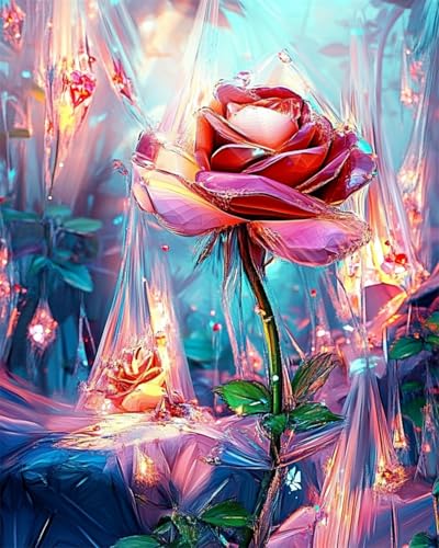 AYAOYANGGO Stickerei Set Fantasie Rote Rosen Vorgedruckte,Gestempelte Kreuzstich-Sets Für Erwachsene Und Anfänger,Zum Selbermachen,Handarbeitskunst 11CT 40x50cm von AYAOYANGGO