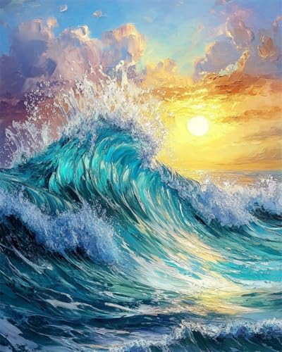 AYAOYANGGO Stickerei Set Fantasie Wellen Landschaft Vorgedruckte,Gestempelte Kreuzstich-Sets Für Erwachsene Und Anfänger,Zum Selbermachen,Handarbeitskunst 11CT 40x50cm von AYAOYANGGO