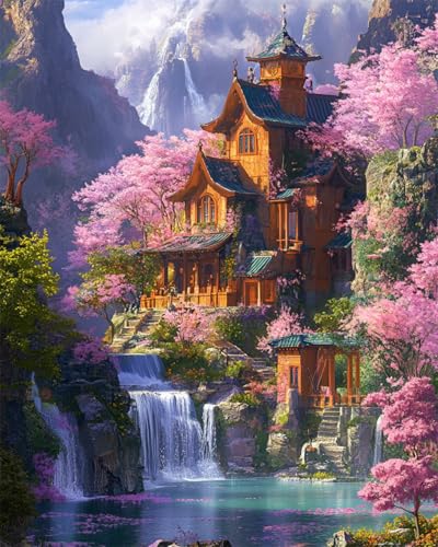 DIY Stickerei-Set Mit Perlen Fantasie-Wasserfall,Blumen,Bäume Und Architektonische Landschaft Diy-Set Mit Perlen,Handgefertigtes Perlenmalerei-Kit Aus Handarbeit,Bead Embroidery Kits Nad 40x50cm DIY Stickerei-Set Mit Perlen Fantasie-Wasserfall,Blumen,Bäume Und Architektonische Landschaft Diy-Set Mit Perlen,Handgefertigtes Perlenmalerei-Kit Aus Handarbeit,Bead Embroidery Kits Nad 40x50cm von AYAOYANGGO