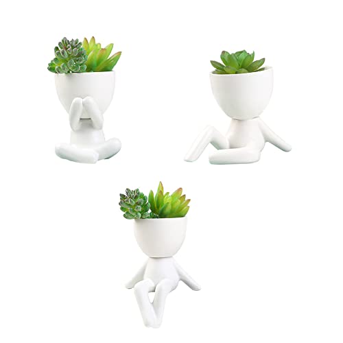 AYAROS 3 Stück menschliche geformte Sukkulenten Pflanzgefäße Niedliche Keramik Sukkulenten Blumentopf Kleine Pflanzgefäße Blumentöpfe Desktop Dekoration für Home Office Indoor Outdoor von AYAROS