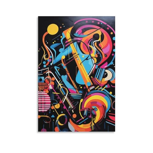 AYAROS Abstrakte Musikinstrumente Kunst Poster Drucke Bunte Klassische Musik Abstrakte Mode Leinwand Wanddekoration Kunstwerk für Home Office von AYAROS