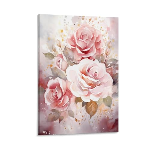 AYAROS Aquarell-Blumen-Kunst-Posterdrucke, romantische rosa Blumenblüte, Leinwand, Wanddekoration, Kunstwerk für Zuhause und Büro AYAROS Aquarell-Blumen-Kunst-Posterdrucke, romantische rosa Blumenblüte, Leinwand, Wanddekoration, Kunstwerk für Zuhause und Büro von AYAROS