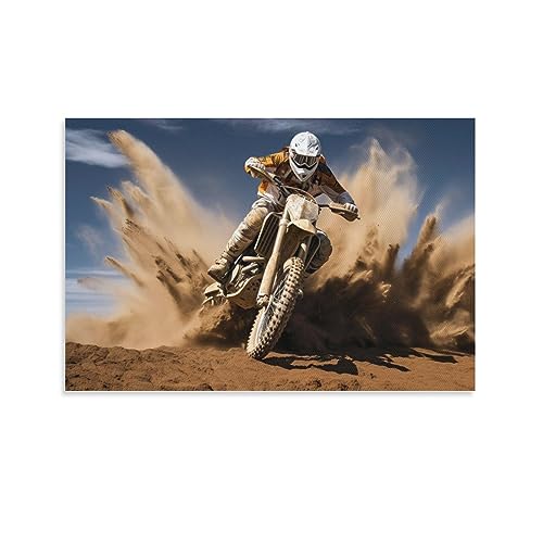 AYAROS Coole Motorradfahrer bedruckte Leinwand Poster Extremsport Motocross moderner Stil Wanddekoration geeignet für Wohnzimmer Schlafzimmer von AYAROS