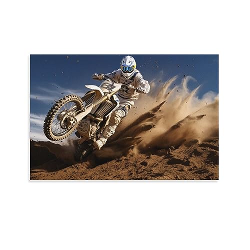 AYAROS Geschwindigkeit Motorrad Malerei Poster Motorrad Motocross Zeitgenössische Extremsport Leinwand Wandkunst Drucke Malerei für Haus Zimmer von AYAROS
