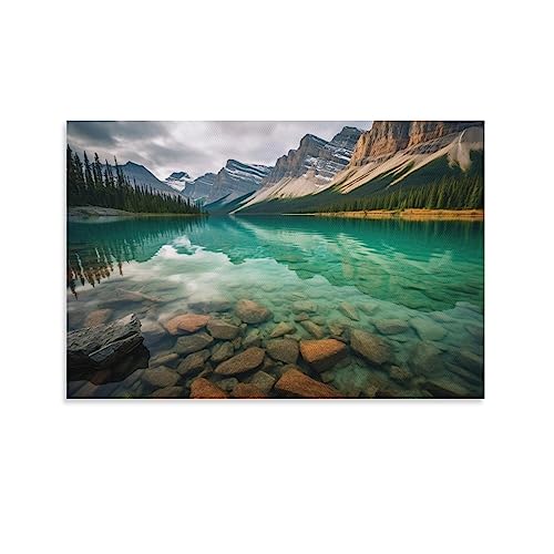 AYAROS Lake Mountain Landschaft Kunstposter Drucke sch?ner Naturblick Foto Mode Leinwand Wanddekoration Kunstwerk f?r Zuhause B?ro von AYAROS